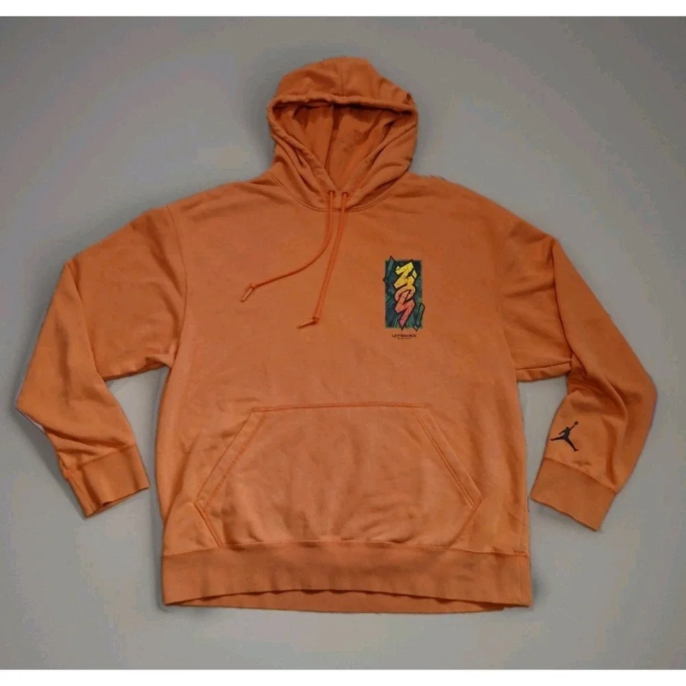 Nike Air Jordan Sweatshirt Mens XL Orange Pullover Hoodie Zion Williams NBA